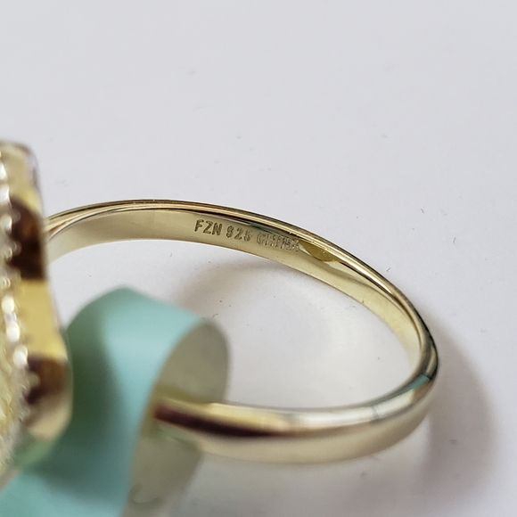 Yellow Gold Plate Sterling Silver Clover Ring Size 7 - Picture 5 of 6